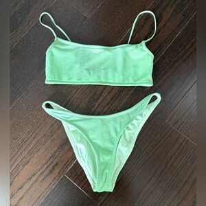 Triangl Melrose Green Sparkle Cheeky Bikini Set